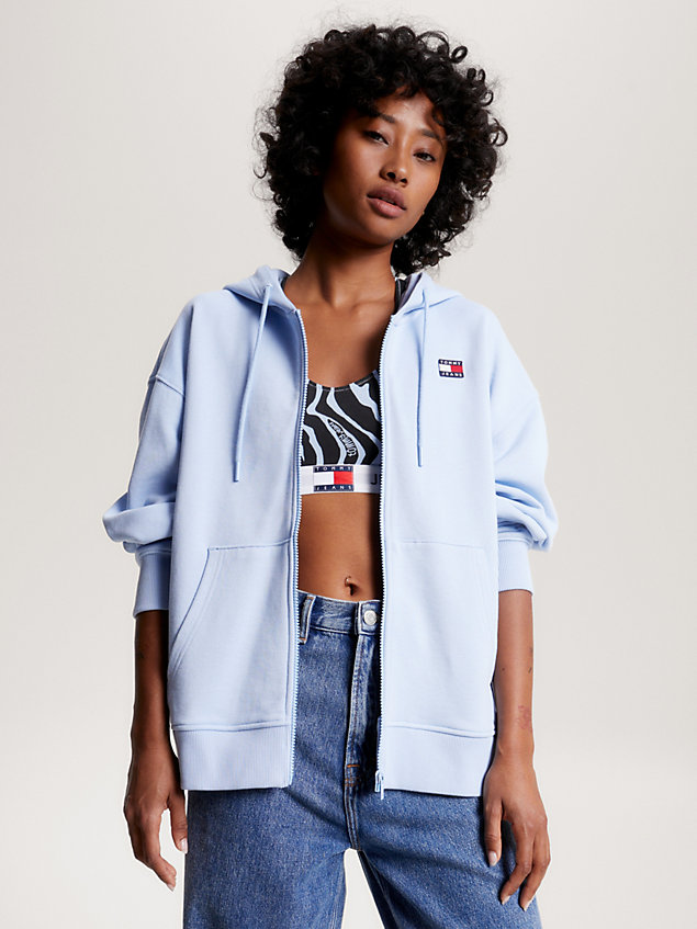 blue badge zip-thru relaxed hoody for women tommy jeans