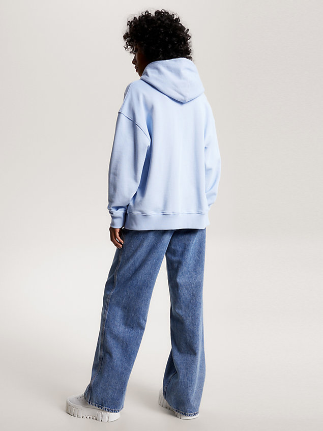 blue relaxed fit hoodie mit reißverschluss für damen - tommy jeans