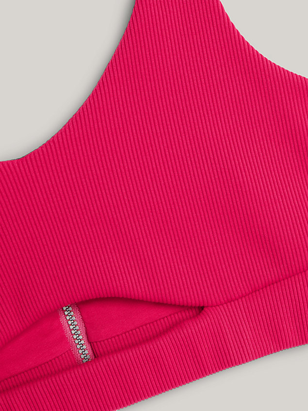 pink ribbed zip-back bralette for women tommy jeans