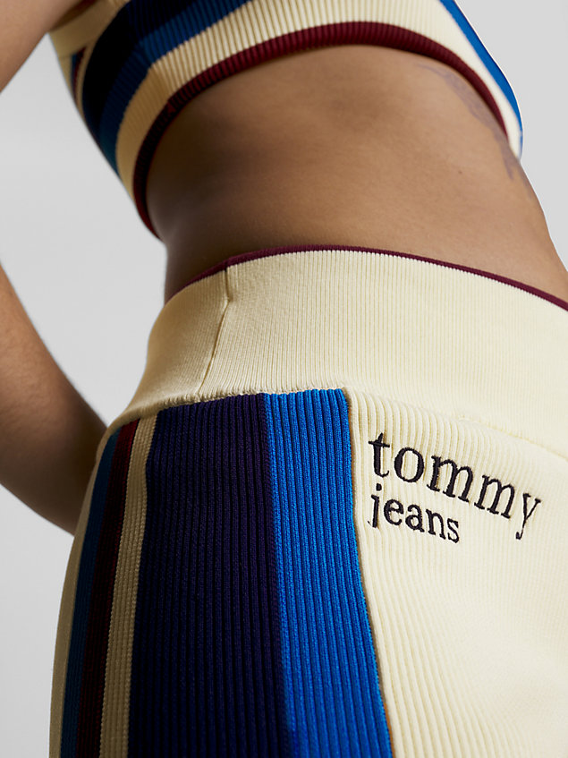 yellow gebreide legging met zomen met split voor dames - tommy jeans