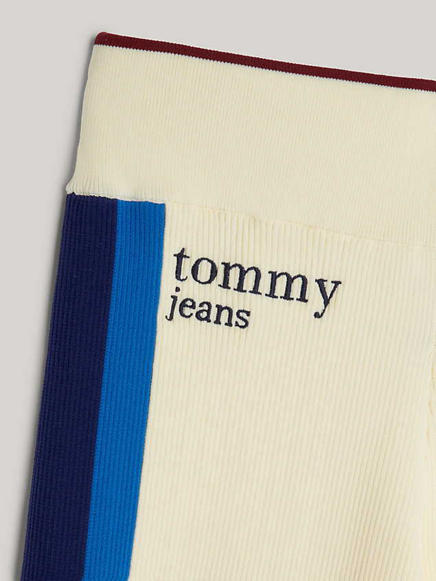 yellow lange strick-leggings mit geteiltem saum für damen - tommy jeans