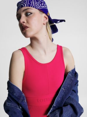 vestido bodycon con banda distintiva pink de mujer tommy jeans