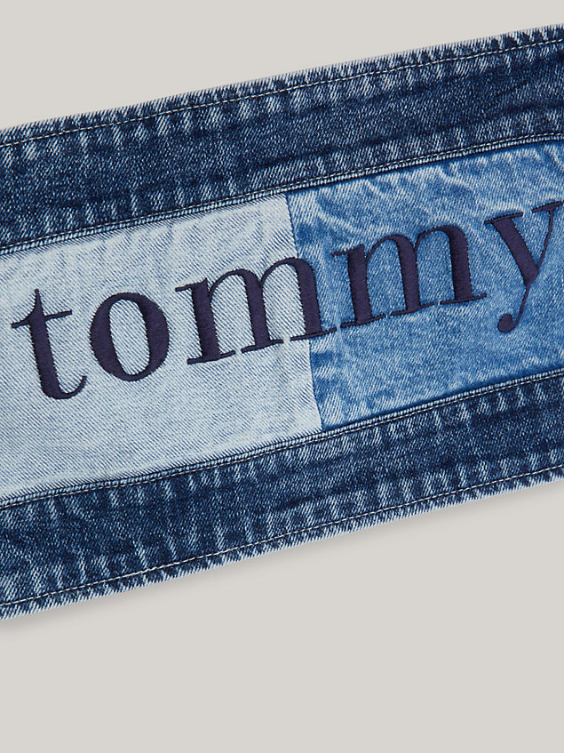 top vaquero estilo bandeau con logo denim de mujer tommy jeans