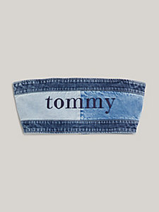 denim denim bandeau-top met vlag voor dames - tommy jeans