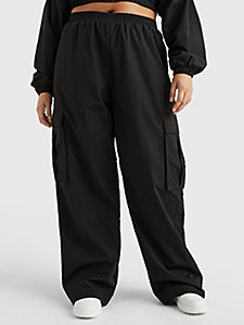 schwarz curve claire weite jogginghose mit hohem bund für damen - tommy jeans