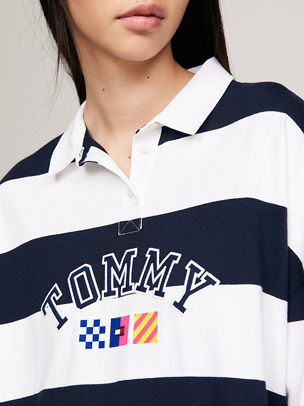 Archive Stripe Oversized Fit Rugby Shirt | Blue | Tommy Hilfiger