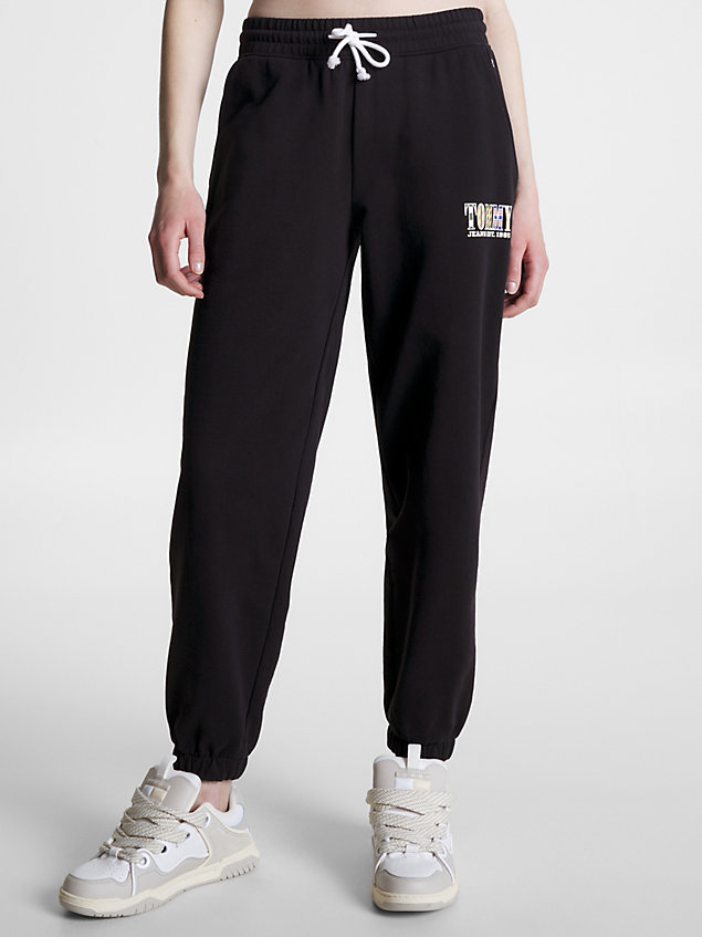 black relaxed fit jogginghose mit logo für damen - tommy jeans