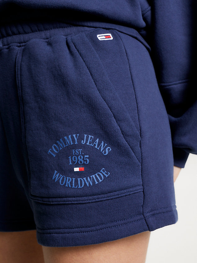blue logo relaxed sweat shorts for women tommy jeans