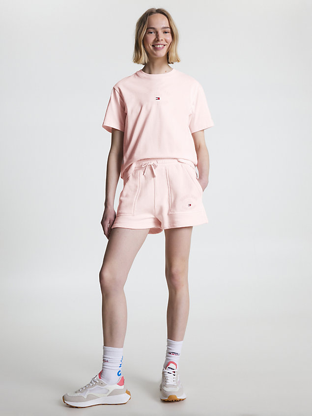 pink logo relaxed sweat shorts for women tommy jeans