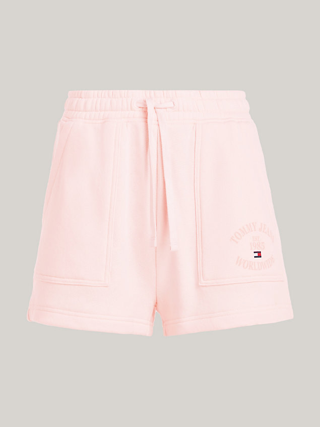 pink logo relaxed sweat shorts for women tommy jeans