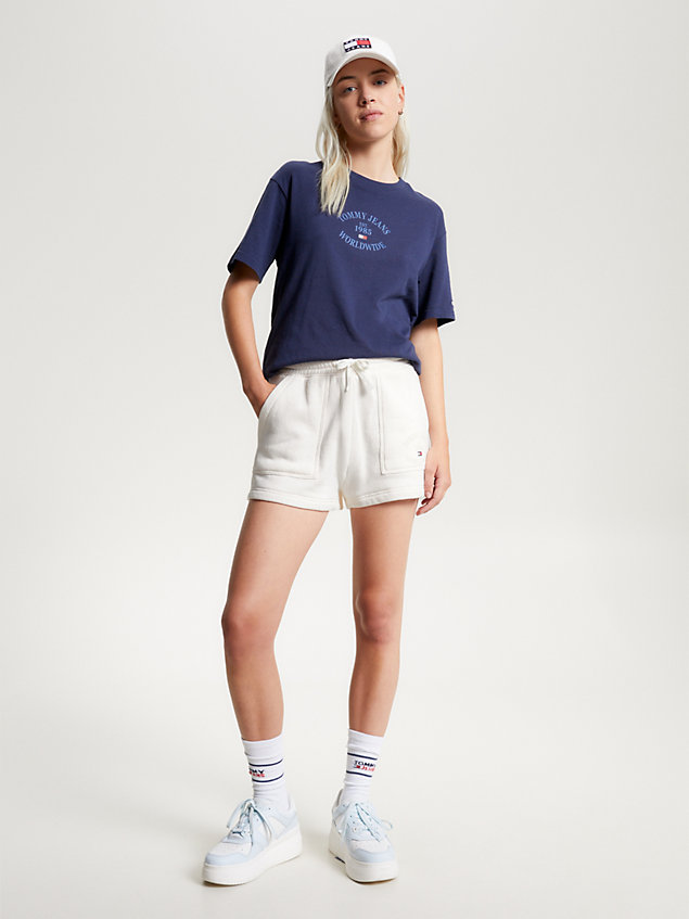 white logo relaxed sweat shorts for women tommy jeans