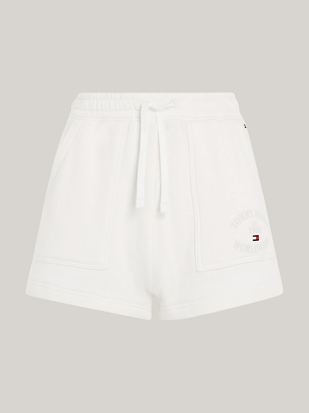 white relaxed fit sweat-shorts mit logo für damen - tommy jeans