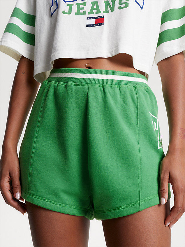 short de jogging college décontracté green pour femmes tommy jeans