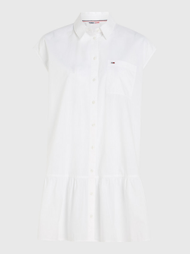 white flag patch short sleeve shirt dress for women tommy jeans