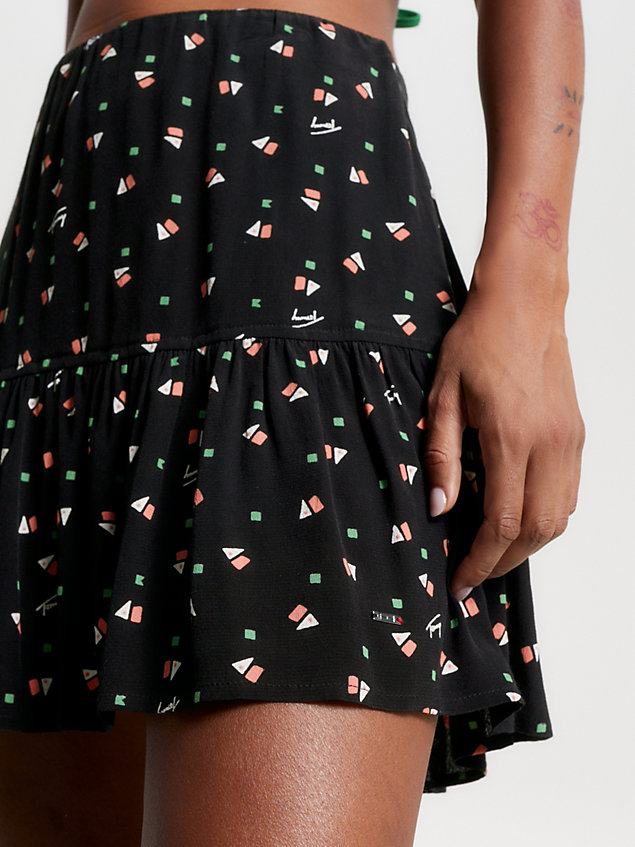 black ditsy geometric print mini skirt for women tommy jeans