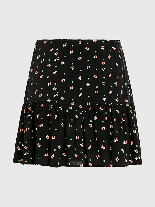 black ditsy geometric print mini skirt for women tommy jeans