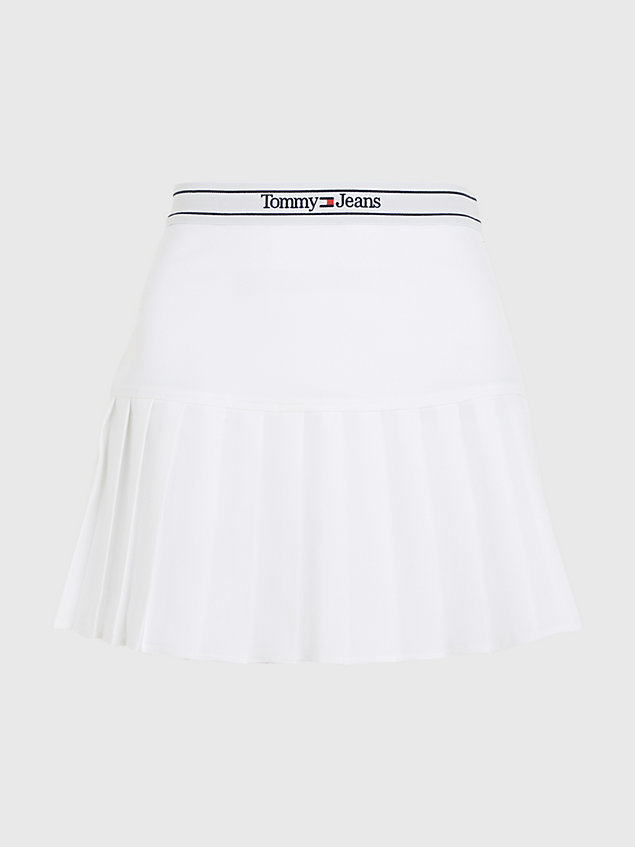 white tennisrock mit logo-taillenbund für damen - tommy jeans