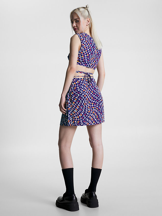 blue archive checkerboard flag mini skirt for women tommy jeans