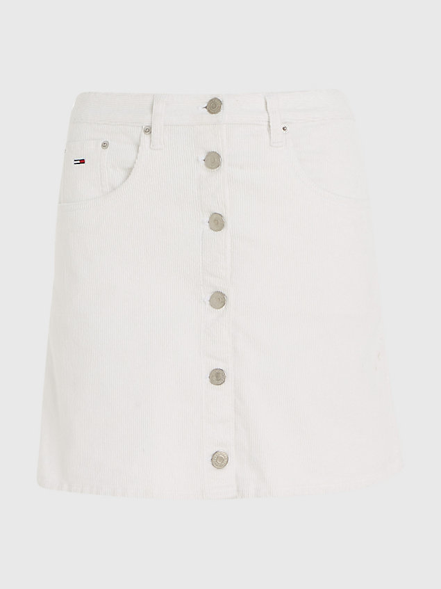 white corduroy minirok met knoopsluiting voor dames - tommy jeans