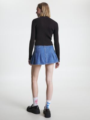 black slim fit vest met rits en badge voor dames - tommy jeans
