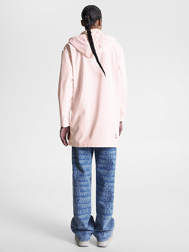 giacca a vento chicago lunga con cappuccio pink da donna tommy jeans