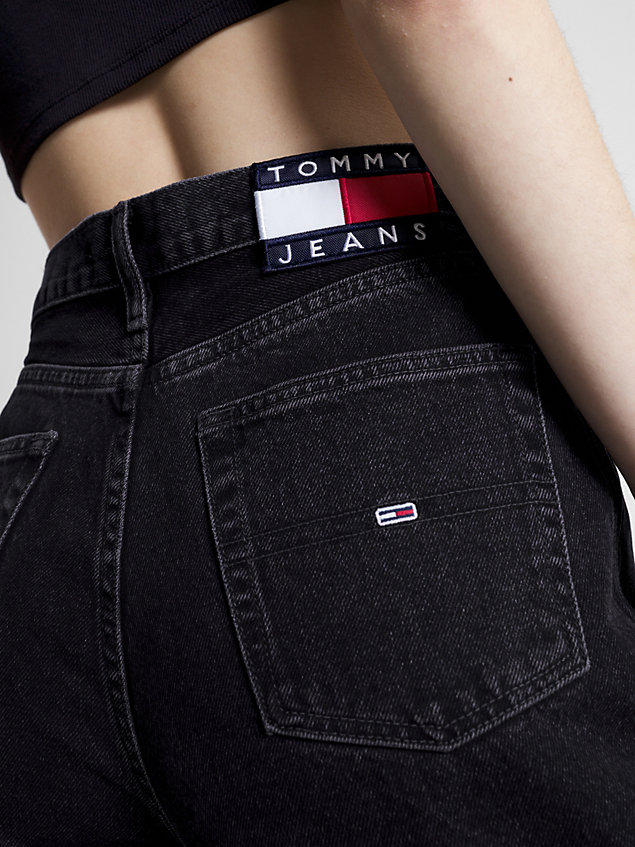 denim claire high rise wide leg black jeans for women tommy jeans