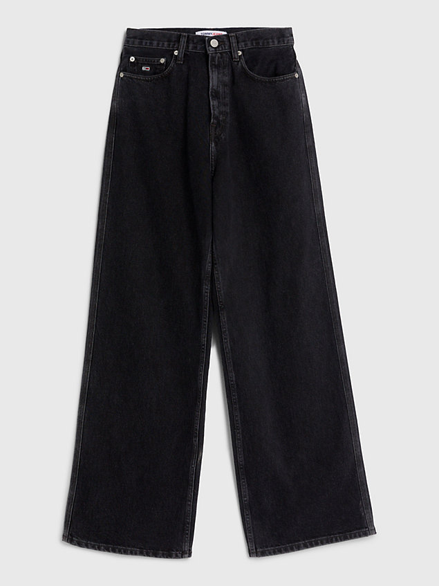 denim claire high rise zwarte jeans met wijde fit voor dames - tommy jeans