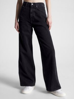 Afgekeurd Onderzoek de ober Claire high rise zwarte jeans met wijde fit | DENIM | Tommy Hilfiger