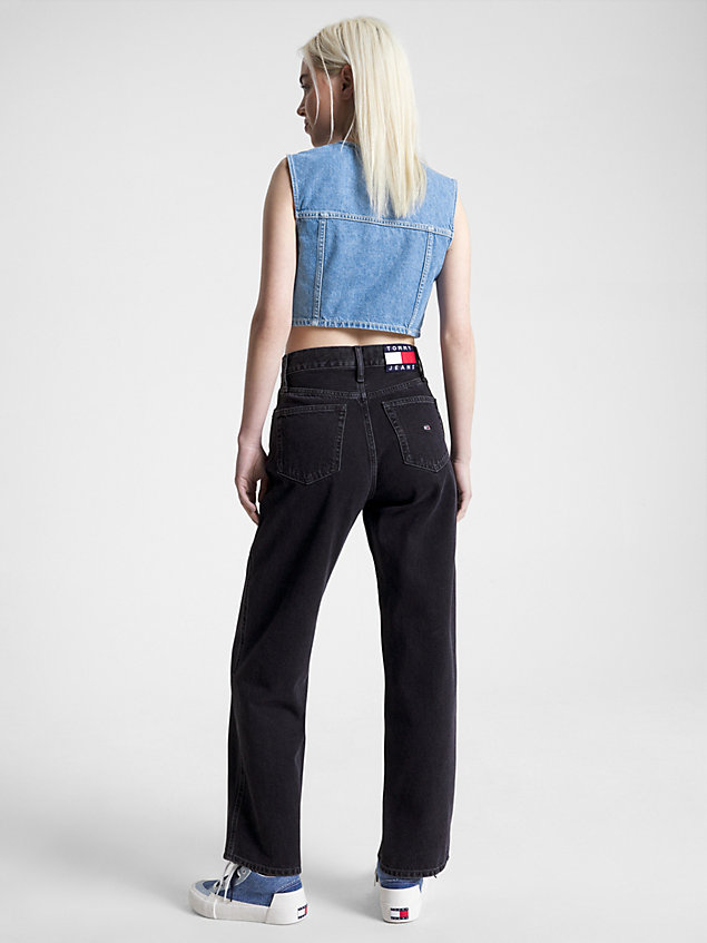 denim betsy medium rise baggy zwarte jeans voor dames - tommy jeans