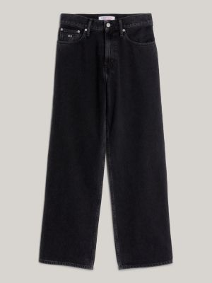 denim betsy medium rise baggy zwarte jeans voor dames - tommy jeans