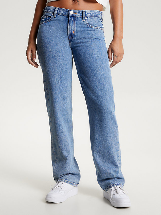 jeans sophie straight fit a vita bassa denim da donna tommy jeans