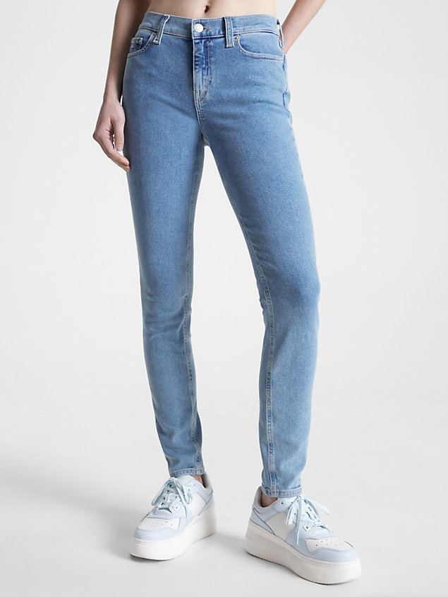 jeans nora skinny fit a vita media denim da donne tommy jeans
