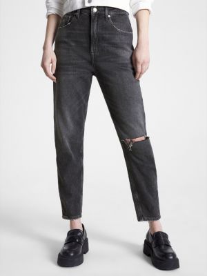 Mom Ultra High Rise Tapered Black Jeans, Denim