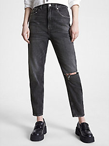 denim czarne zwężane jeansy z bardzo wysokim stanem dla kobiety - tommy jeans