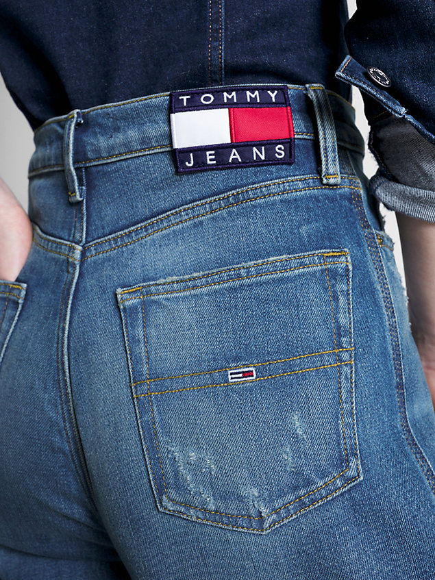 vaqueros claire desteñidos de talle alto con pernera ancha denim de mujer tommy jeans