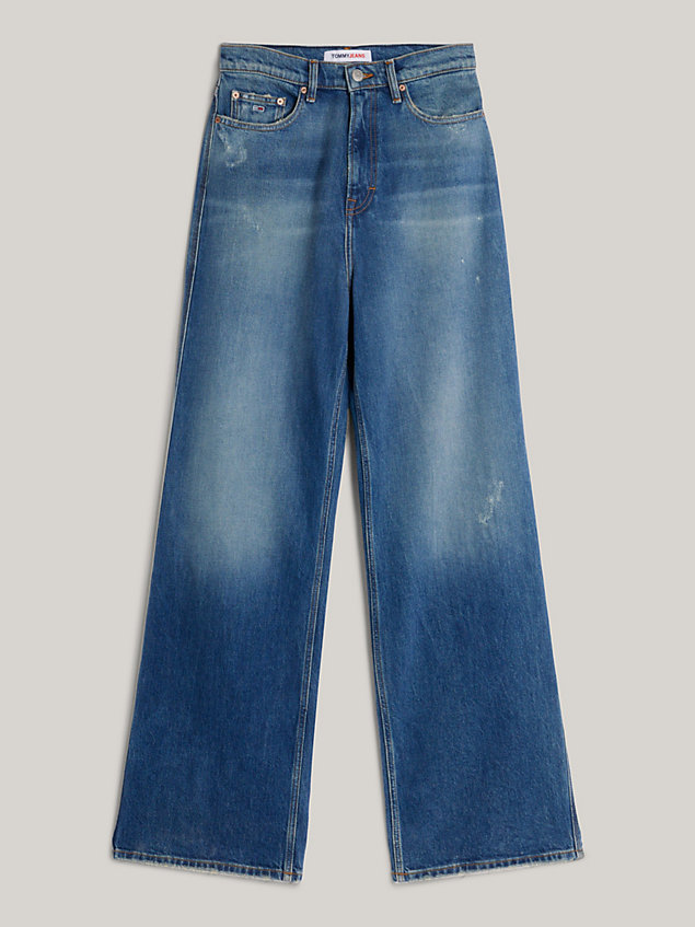 denim claire high rise faded jeans met wijde fit voor dames - tommy jeans