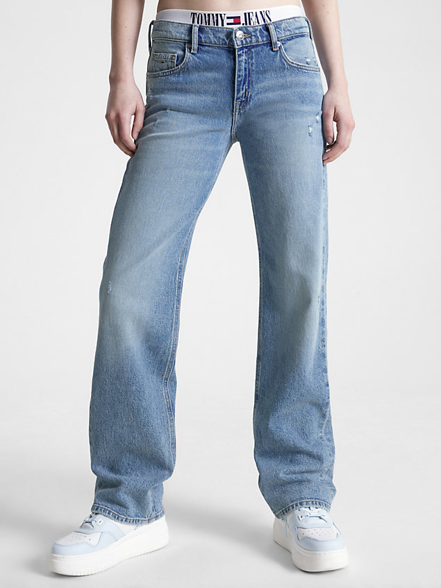 denim sophie low rise straight faded jeans voor dames - tommy jeans