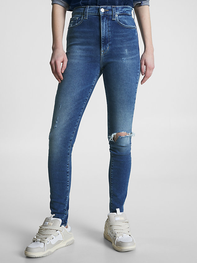 jeans sylvia super skinny fit a vita alta denim da donna tommy jeans