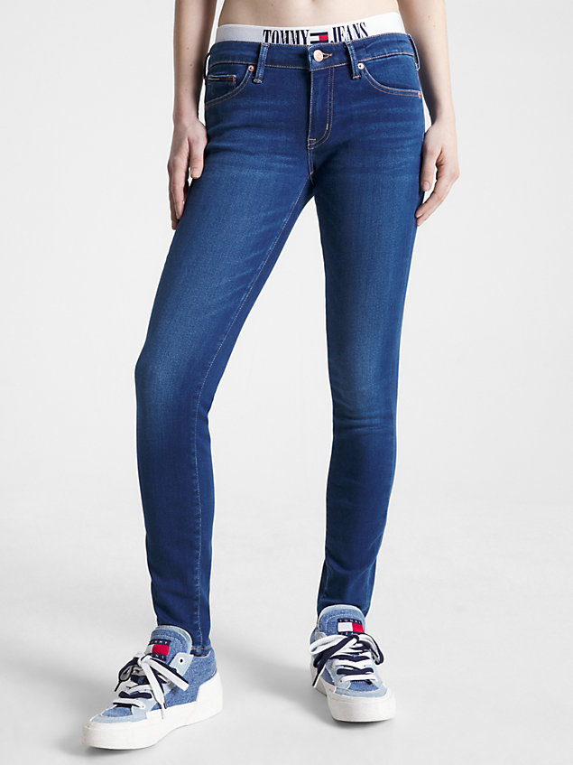 denim sophie skinny jeans mit niedrigem bund für damen - tommy jeans