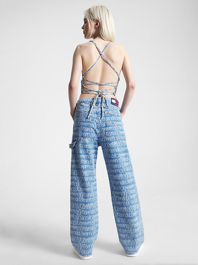 jean carpenter baggy daisy taille basse motif logo denim pour femmes tommy jeans