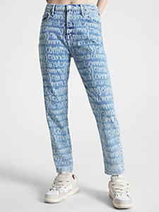 jean slim izzie motif taille haute motif logo denim pour femmes tommy jeans
