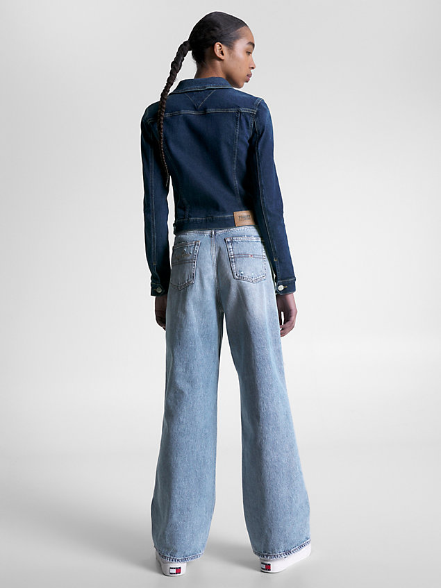 veste ajustée en denim foncé denim pour femmes tommy jeans