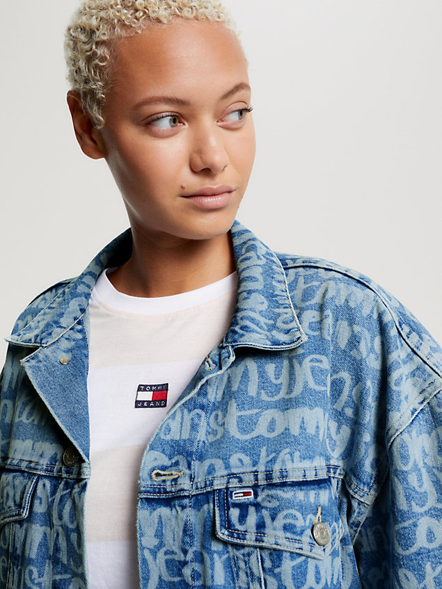 denim daisy spell-out oversized denim jack voor dames - tommy jeans