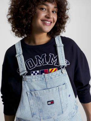 Tommy Jeans Curve DUNGAREE DRESS MIDI - Denim dress - blue denim 