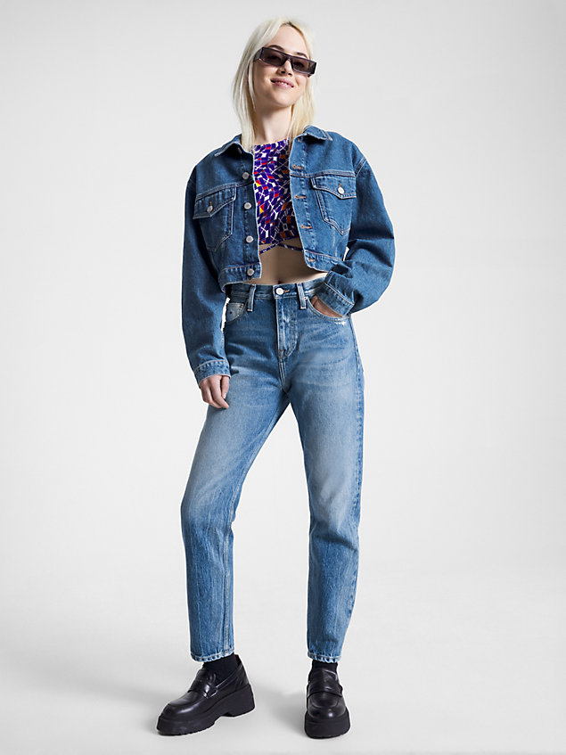 denim archive claire cropped denim jack voor dames - tommy jeans