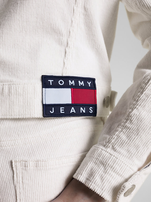 chaqueta izzie de pana con corte slim white de mujer tommy jeans