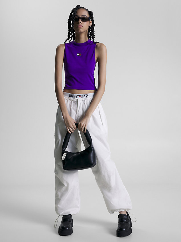 white parachute wind-pant trousers for women tommy jeans