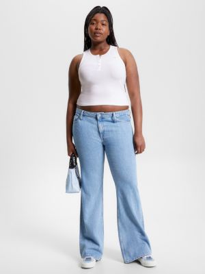 white essential tanktop aus rippstrick für damen - tommy jeans