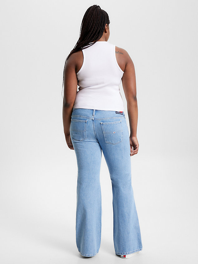 white essential tanktop aus rippstrick für damen - tommy jeans