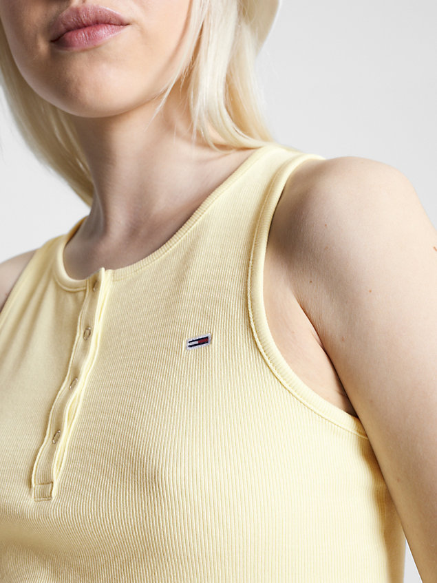 yellow essential rib-knit tank top for women tommy jeans